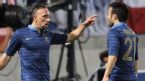 Franck Ribery, Mathieu Valbuena, France v Iceland, international friendly, Valenciennes, May 27, 2012.